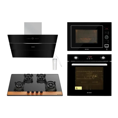 Modern modular kitchen with chimney, hob and cooking range in a Mumbai home